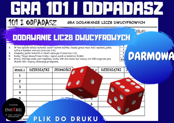 101 i odpadasz - GRA DODAWANIE LICZB DWUCYFROWYCH