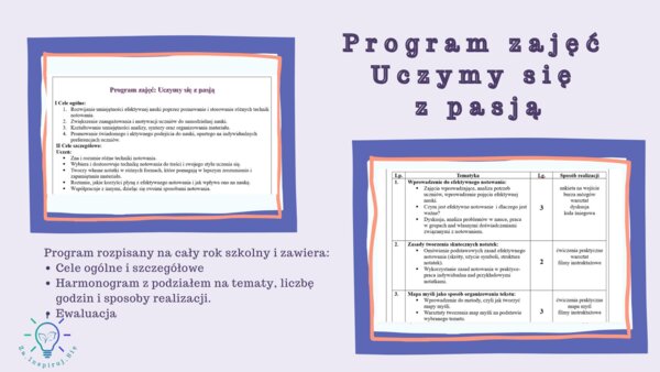 Program zajęć rozwijających pt. Uczymy się z pasją