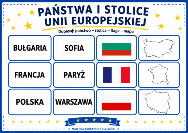 Unia Europejska – państwa, stolice, flagi i mapy | gra edukacyjna