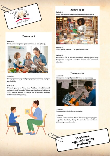 16 zestawów ćwiczeń do części ustnej egzaminu z języka polskiego jako obcego – poziom B1