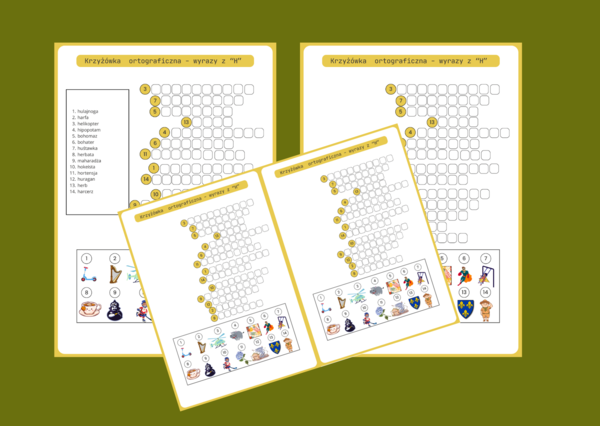 KRZYŻÓWKA obrazkowa – ortografia – H - ćwiczenia redakcyjne