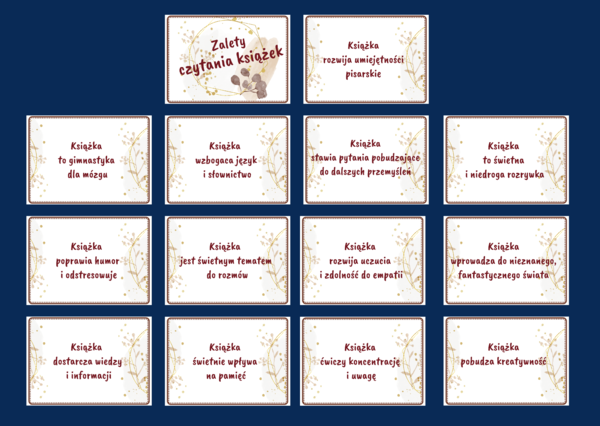 ZALETY CZYTANIA KSIĄŻEK – gazetka – biblioteka – język polski – 14 stron – wersja 3