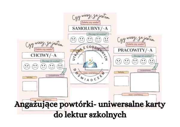 Angażujące powtórki- uniwersalne karty do lektur szkolnych