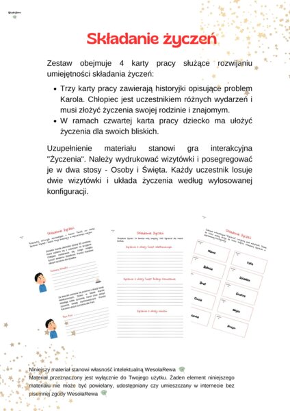 Składanie życzeń - materiał do ćwiczeń