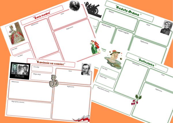 Lektury kl. 7-8 - świat przedstawiony - karty pracy