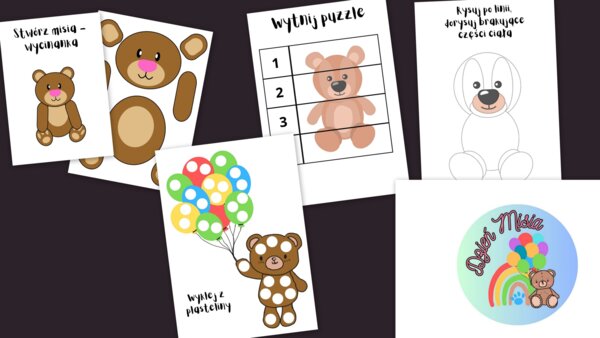 Dzień misia, medal, karty pracy, wycinanka