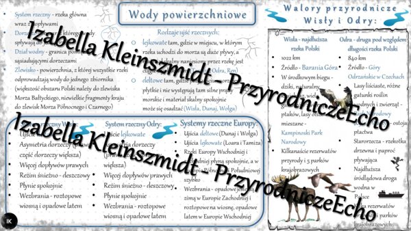 Sketchnotka - notatka „Wody powierzchniowe” wykonana w power point do edycji. Geografia 7; „Środowisko przyrodnicze Polski”