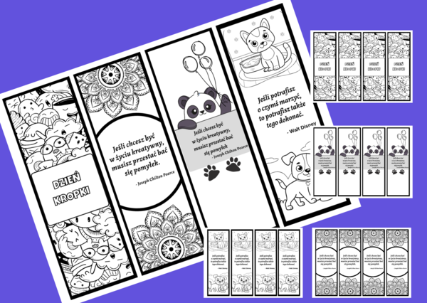 DZIEŃ KROPKI - zakładka do książek - zakładki - czarno-białe - wersja 1