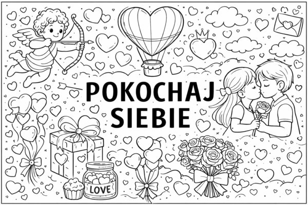 Kolorowanka XXL - Walentynki