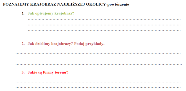 poznajemy krajobraz najbliższej okolicy