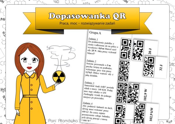 Fizyka Klasa 7. Praca, moc. Rozwiązywanie zadań z dopasowanką QR.