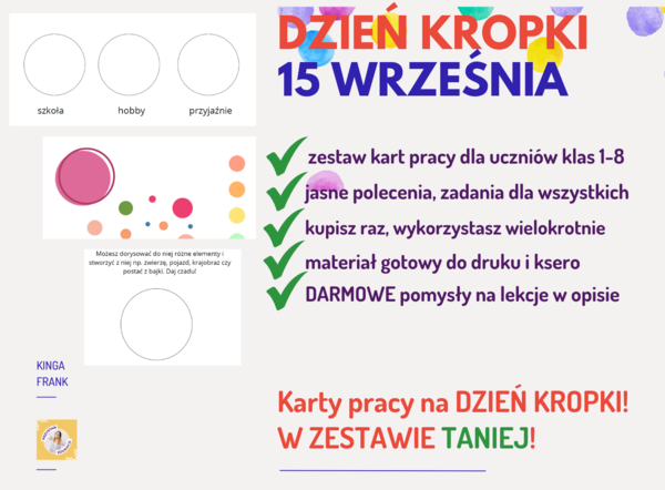 DZIEŃ KROPKI - karty pracy! W ZESTAWIE TANIEJ!