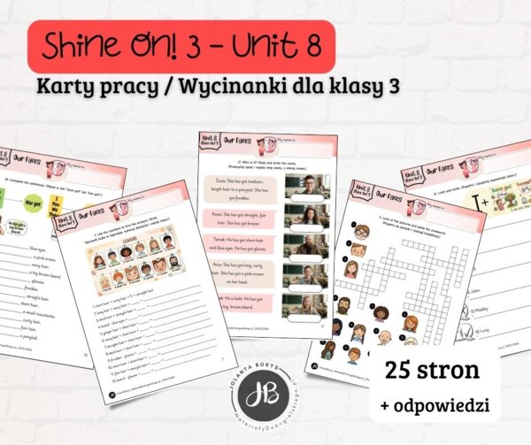 Materiały do Shine On! 3 Unit 8 – Our Faces – karty pracy – wklejki/wycinanki