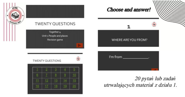 Together 4 - gra utrwalająca materiał z działu 1: People and places