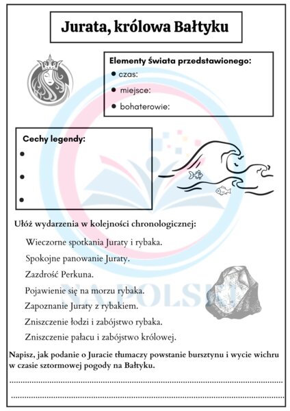 Jurata, królowa Bałtyku - karta pracy