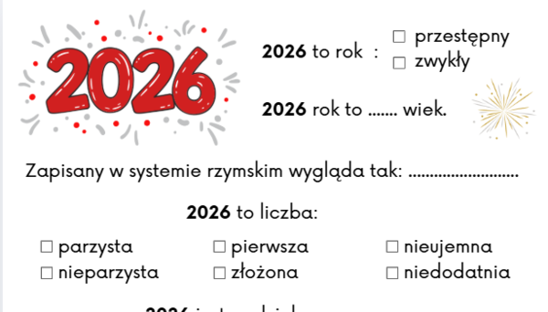 Matematyczne zadania na nowy rok 2026