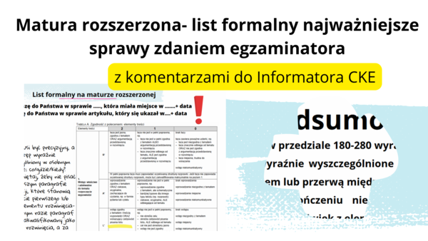 Matura rozszerzona- list formalny zdaniem egzaminatora z komentarzem do Informatora CKE, powtórka do matury