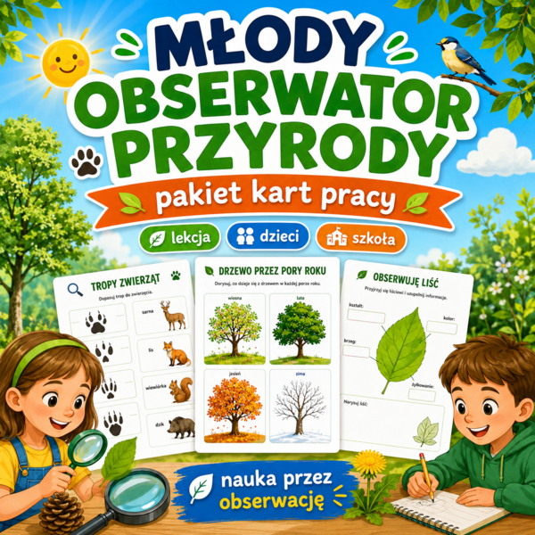Pakiet „Młody Obserwator Przyrody” – 10 kart pracy i projektów badawczych
