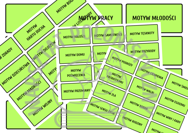 Motywy literackie - fiszki dla uczniów szkół średnich
