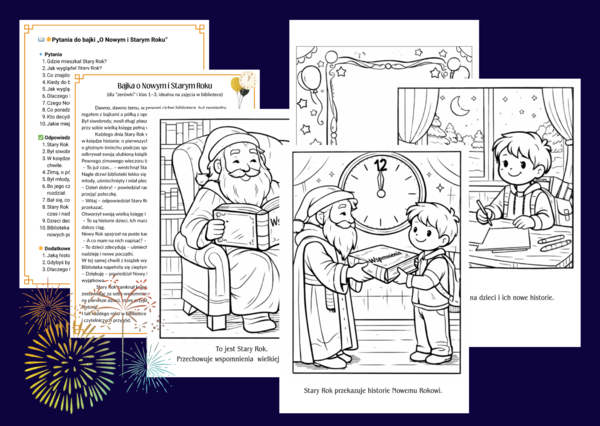 🌟📚 Bajka o Nowym i Starym Roku + kolorowanki + pytania i odpowiedzi