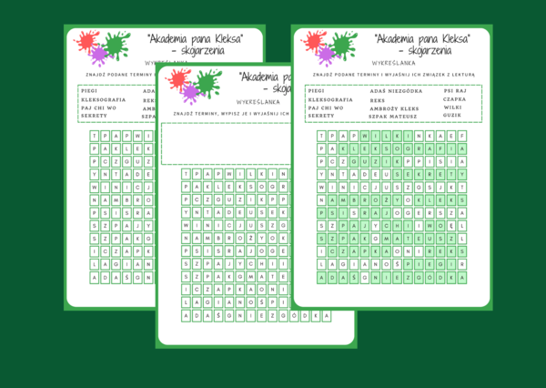 „AKADEMIA PANA KLEKSA” - wykreślanka
