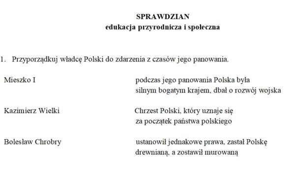 Sprawdzian / diagnoza po klasie 2 edukacja przyrodniczo - społeczna