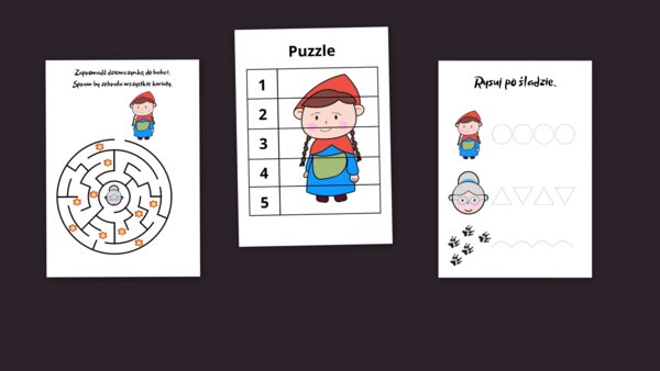 Czerwony kapturek 3 karty pracy