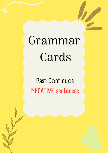 Past Continuous/ Zdania przeczące/ Karty do mówienia/ Mówienie/ Speaking/ Konwersacje/ Klasy 4-8/ Klasy 4-6/ Klasy 6-8/ SP/ Warm-up/ Rozgrzewka/ Speaking cards/ Gramatyka/ Grammar/ Speaking cards grammar/ Grammar cards/ E8