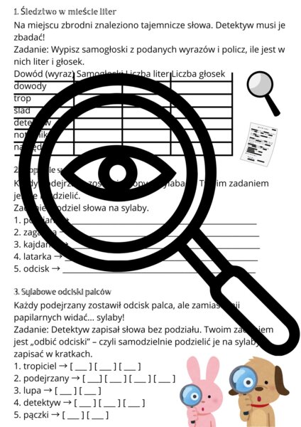 Karta pracy - głoski, litery, sylaby. Na początek/przypomnienie