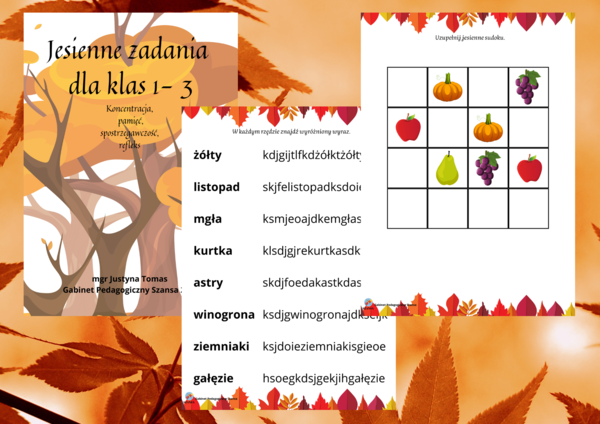 Jesienne zadania na koncentrację dla klas 1-3