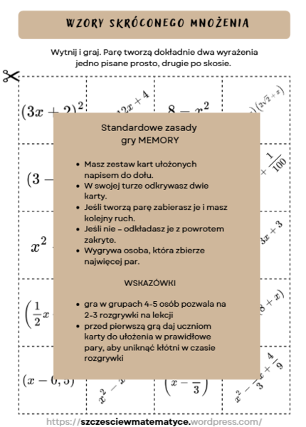 Wzory Skróconego Mnożenia  MEMORY