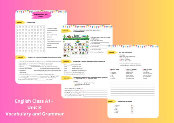 English Class A1+ Unit 8 Vocabulary and Grammar