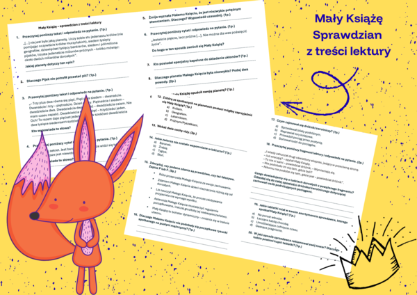 Mały Książę - sprawdzian z treści lektury