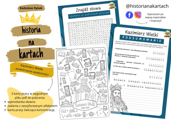 Historia na kartach - Kazimierz Wielki. Powtórzenie wiadomości.