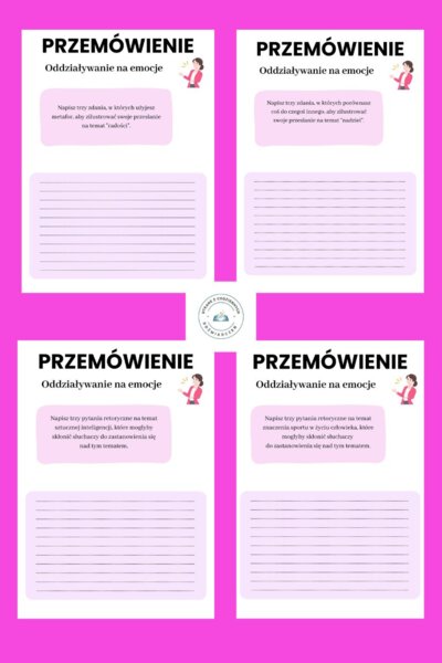 Przemówienie- sztuka wzbudzania emocji. Karty graficzne z ćwiczeniami