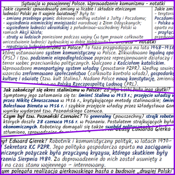 Rozkwit komunizmu w powojennej Polsce – komplet NOTATEK