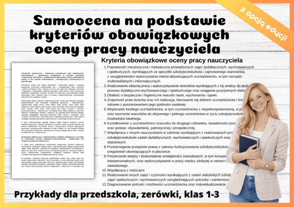 Samoocena na podstawie kryteriów obowiązkowych oceny pracy nauczyciela