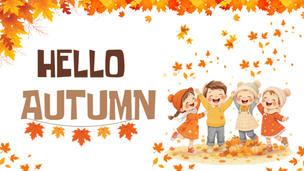 Jesienna gazetka szkolna – dekoracja „Hello Autumn", język angielski, dodatkowe elementy dekoracyjne, możliwość własnej aranżacji