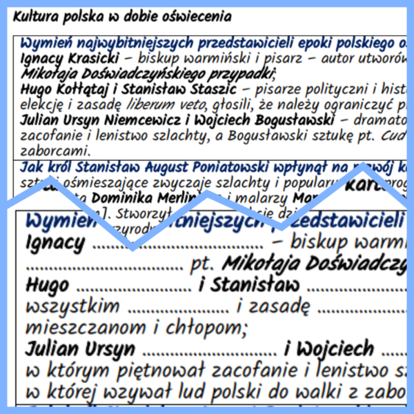 Kultura polska w dobie oświecenia – notatki i karta pracy (MATERIAŁ za darmo)