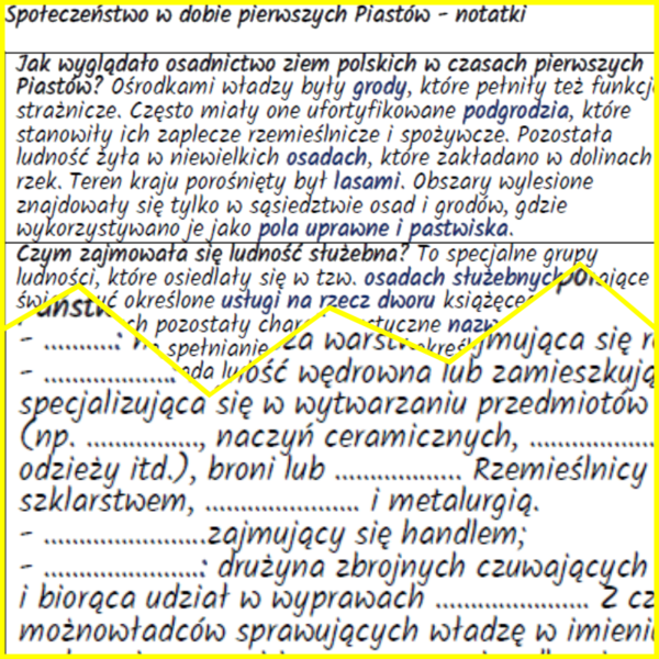Społeczeństwo w dobie pierwszych Piastów – notatki i karta pracy