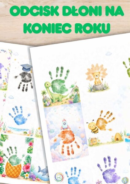 ODCISK DŁONI NA KONIEC ROKU - ZESTAW KREATYWNYCH KART DLA DZIECI