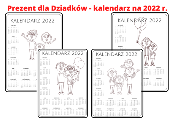KALENDARZ na 2022 do pokolorowania - tylko 3 zł w tej cenie wszystkie 4 karty