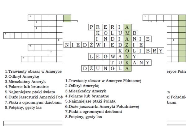 Logogryf dla klasy 2 z hasłem Amazonka