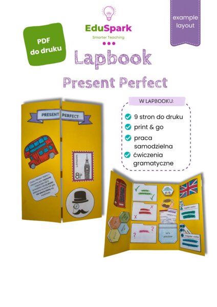 Lapbook Present Perfect | gramatyka angielska | klasy 6-8, liceum | PDF do druku