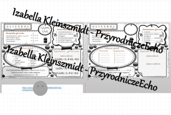 Minizestaw na temat „Glicerol” – sketchnotka + karta pracy w power point + gratisowy link do prezentacji multimedialnej niekomercyjnej wykonanej w genial.ly do indywidualnego pobrania i użycia do celów niekomercyjnych. Chemia 8, „Pochodne węglowodorów”