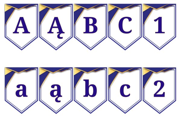 GIRLANDA z polskimi literami i cyframi.