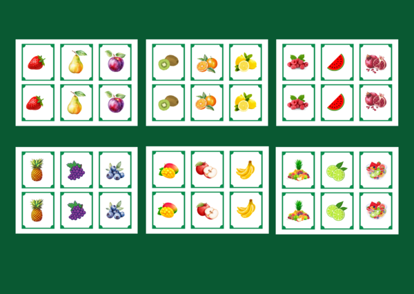 DZIEŃ OWOCÓW I WARZYW – OWOCE - memory – 36 szt. – biblioteka – świetlica