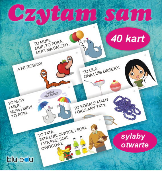 Czytam sam – karty do nauki czytania. Sylaby otwarte.