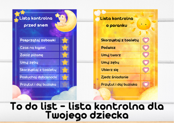 To do list - Lista kontrolna na Dobranoc i Dzień dobry