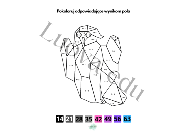 Halloween Kolorowanka Matematyczna TABLICZKA MNOŻENIA: Kolorowanie według wyników mnożenia przez 7 dla dzieci 7-11 lat